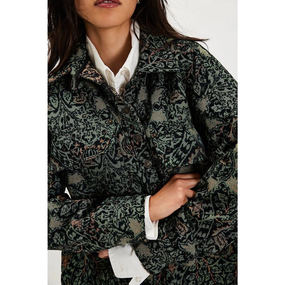 NWT Free People We The Free Tapestry Fog Jacquard Shirt Sz S Shacket Oversized - Picture 6 of 14